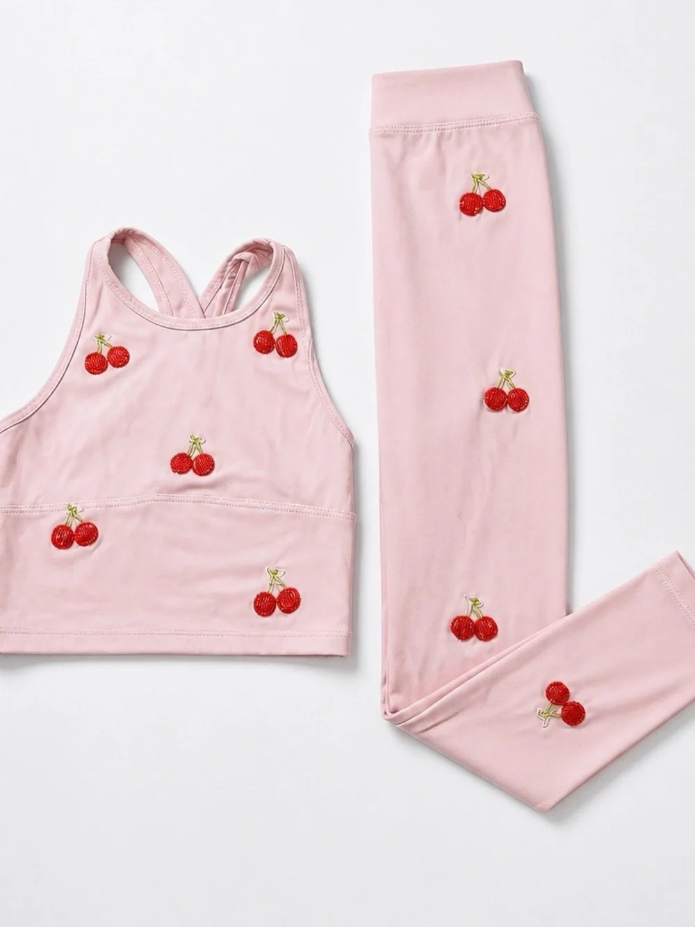 Lola + The Boys Cherry Beaded Athletic Tank & Legging Set Size 10 EUC